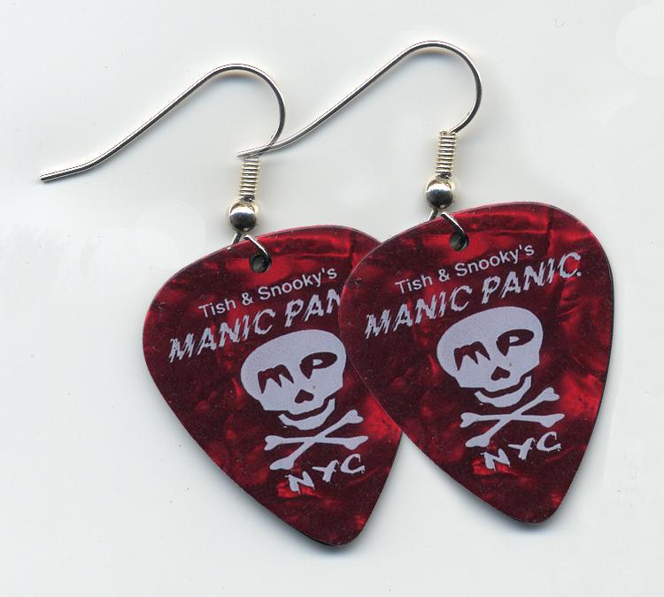 Guitar Pick Earrings with Skully design - Image 3
