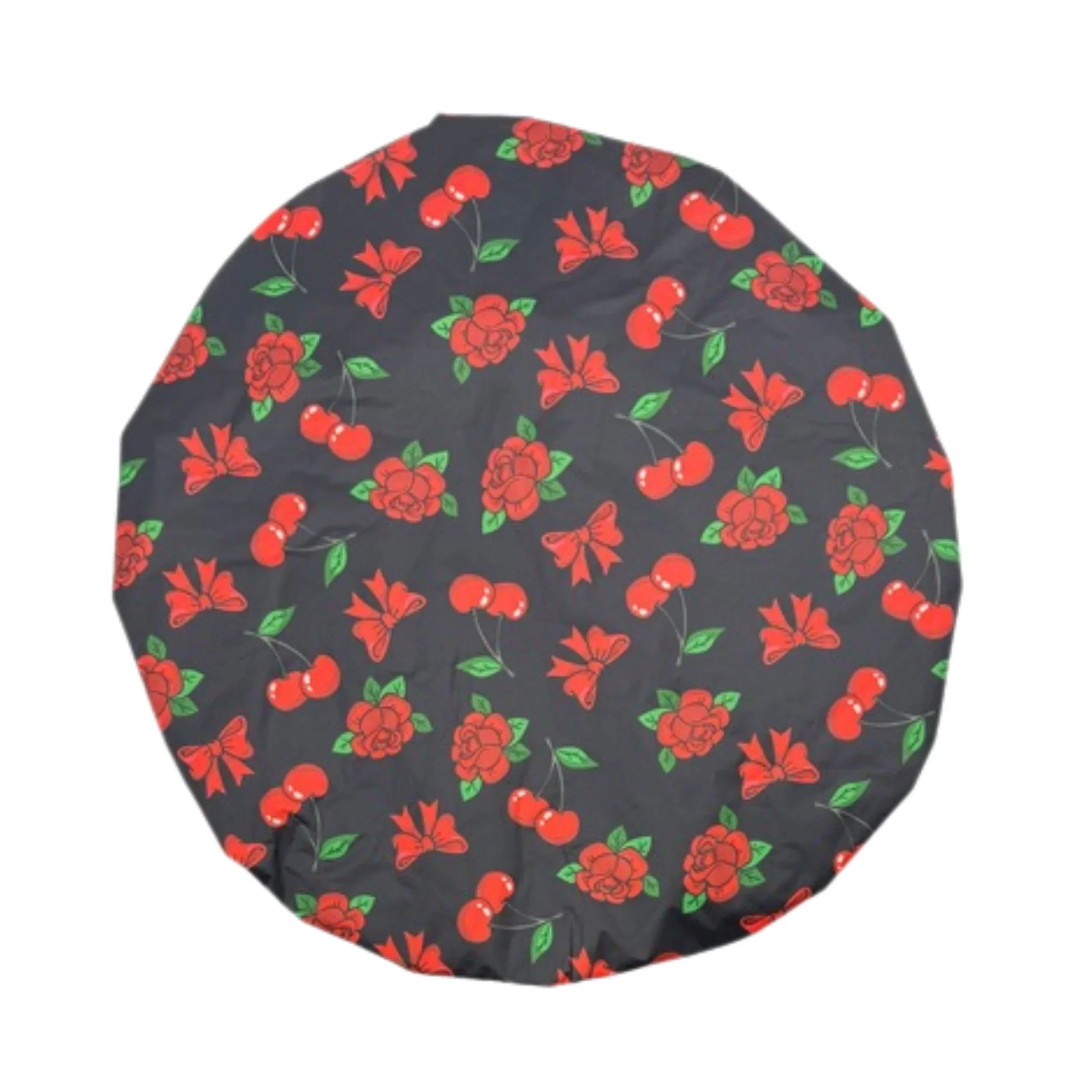 Cherries & Bows Satin-Lined Waterproof Shower Cap - Image 3