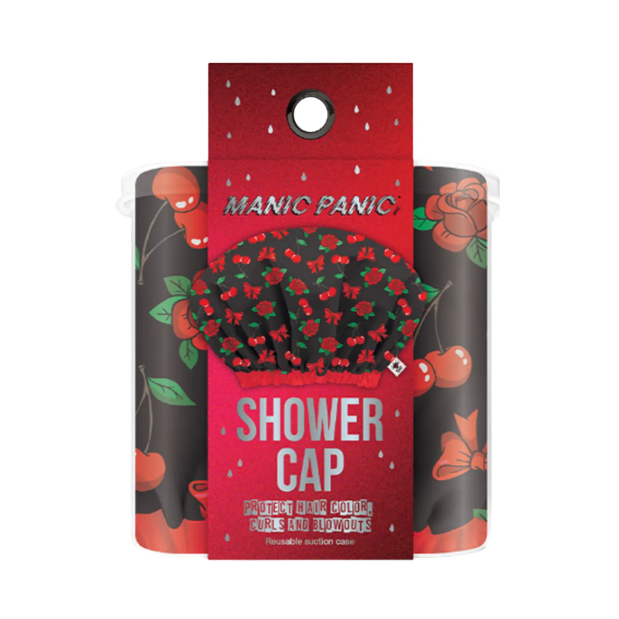 Cherries & Bows Satin-Lined Waterproof Shower Cap - Image 4